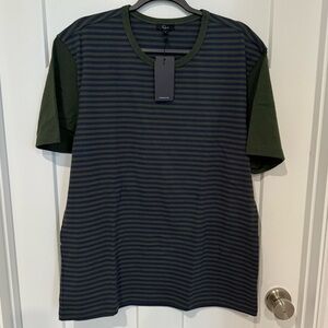 Rails Navy and Olive Striped Tee